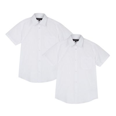 Pack of two boy's white short sleeved school shirts
